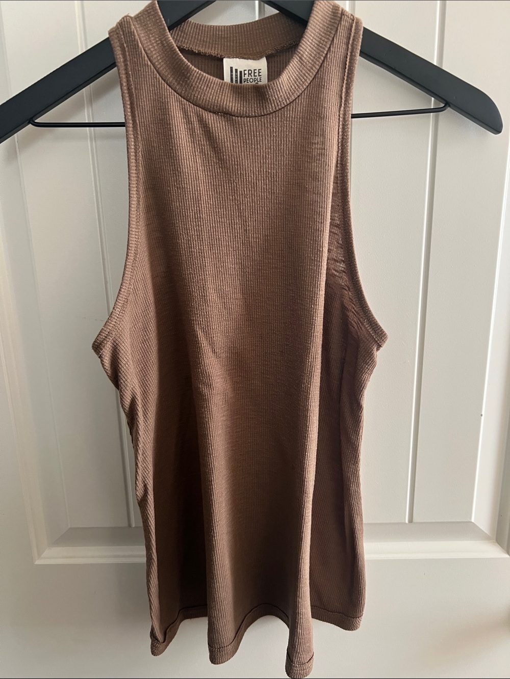 Free People Ribbed High-Neck Tank Top - Brown